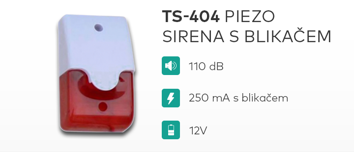TS-404 Piezo sirena s blikačem
