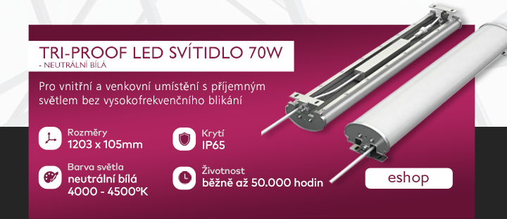 Tri-Proof LED svítidlo, 70W, neutrální bílá