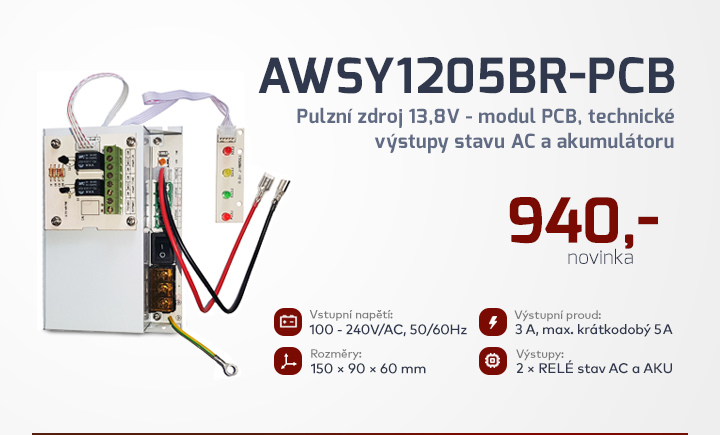 |  AWSY1205BR - PCB - Pulzní zdroj 13,8 modul PCB  |