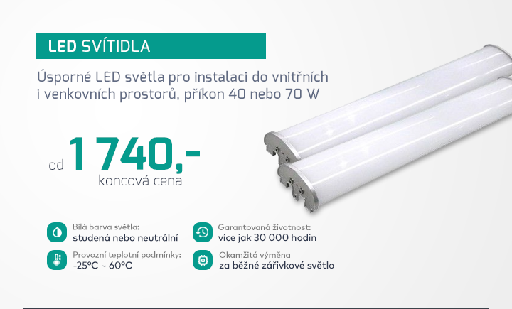|  Úsporné LED světla s příkonem 40 nebo 70W  |