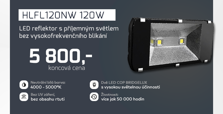 |  LED reflektor s příjemným světem  |