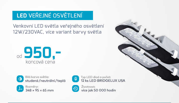 |  Venkovní LED světla veřejného osvětlení  |