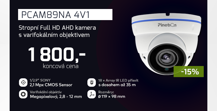 |  Stropní Full HD AHD kamera PCAM89NA 4v1  |