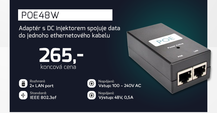 |  POE48W - adaptér s DC injektorem  |
