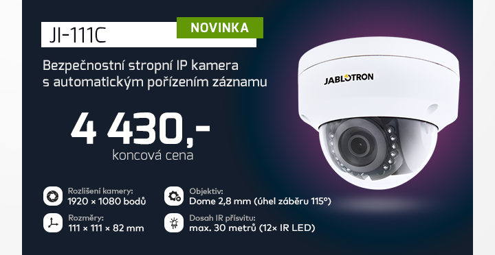 |  JI-111C - bezpečnostní stropní IP kamera  |