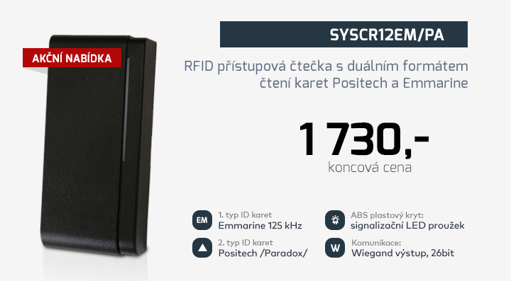|  SYSC12EM/PA - RFID přístupová čtečka  |
