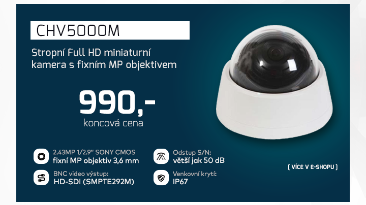 |  CHV5000M - stropní Full HD kamera s fixním objektivem   |