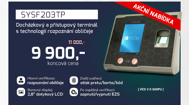|  Docházkový a přístupový terminál SYSF203TP  |