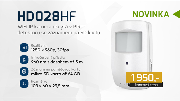 |  HD028HF - IP kamera ukrytá v detektoru  |
