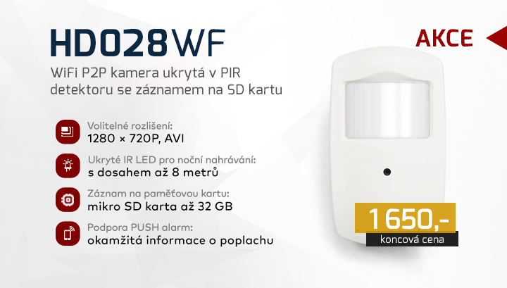 |  HD028WF - IP kamera ukrytá v detektoru  |