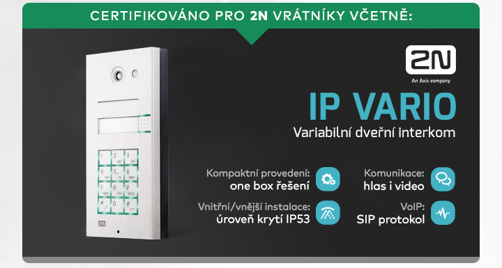 |  Certifikováno pro 2N vrátníky  |