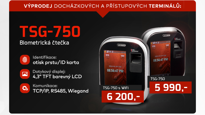 |  Výprodej docházkových a přístupových terminálů  |