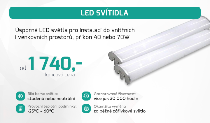 |  Úsporné LED světla s příkonem 40 nebo 70W  |